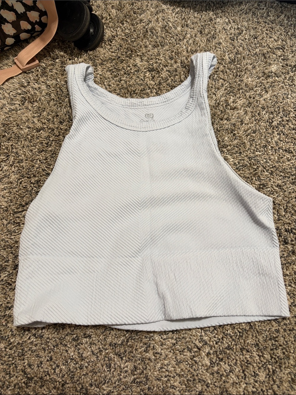 Women's Light Gray Ribbed Crop Tank Top